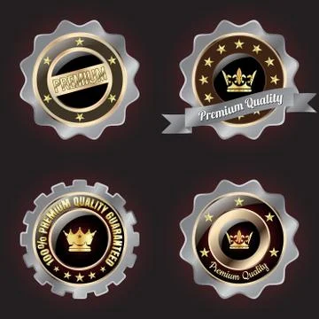 Set of Golden-Silver Premium Quality badge Stock Illustration