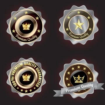 Set of Golden-Silver Premium Quality badge Stock Illustration