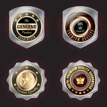 Set of Golden-Silver Premium Quality badge Stock Illustration