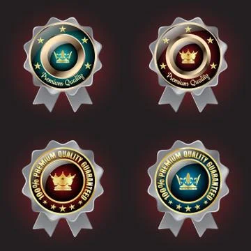 Set of Golden-Silver Premium Quality badge Stock Illustration