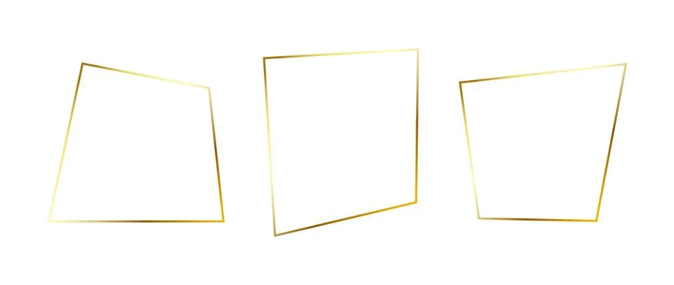 Set of golden thin frames. Gold foil geometric borders in art deco style. Thin Illustrazione stock