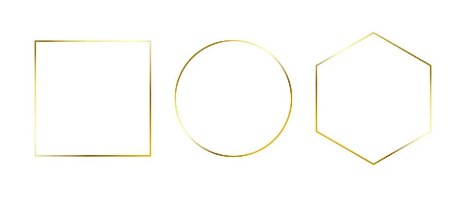 Set of golden thin frames. Gold geometric borders in art deco style. Thin linear Stock Illustration
