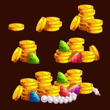 Set of golden treasure Stock Illustration