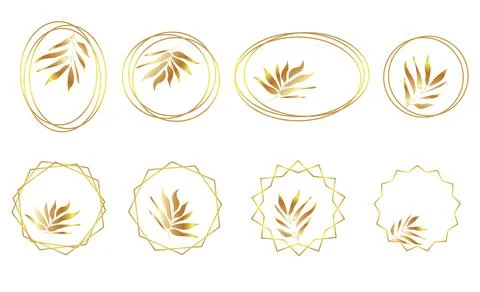 A set of golden vector frames in Art Deco style. Abstract geometric frames Stock Illustration
