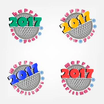 Set of golf  and New Year 2017 Stock Illustration