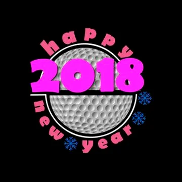 Set of golf  and New Year 2018 Stock Illustration