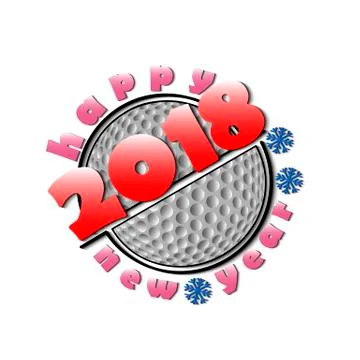 Set of golf  and New Year 2018 Stock Illustration