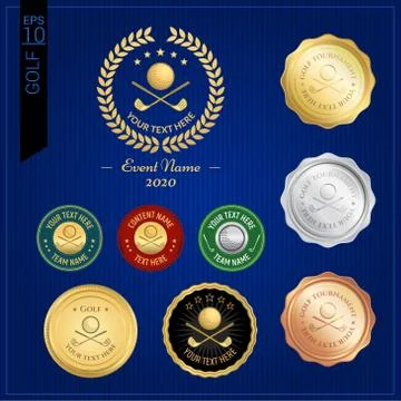 Set of golf badge label or emblem for sport competition event Stock Illustration