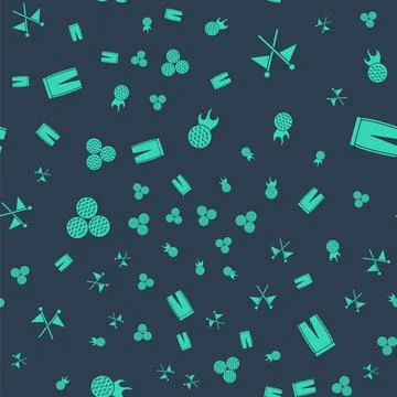 Set Golf ball, flag, and pants on seamless pattern. Vector Stock Illustration