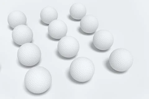 Set of golf ball lying in row on monochrome background Stock Illustration