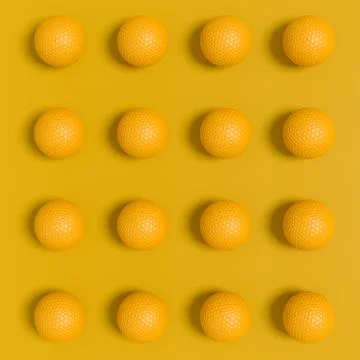 Set of golf ball lying in row on monochrome background Stock Illustration