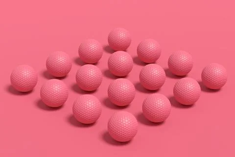 Set of golf ball lying in row on monochrome background Stock Illustration