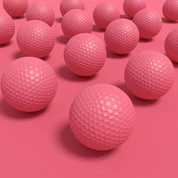 Set of golf ball lying in row on monochrome background Stock Illustration