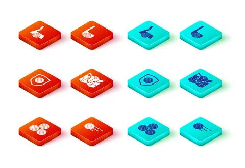 Set Golf ball, with shield, course layout, club and  icon. Vector Stockillustratie