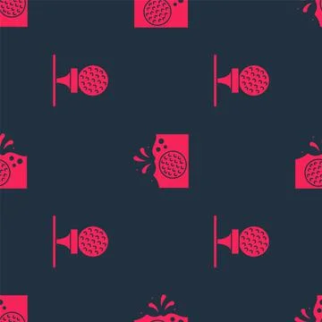 Set Golf ball on tee and in water on seamless pattern. Vector Stock Illustration
