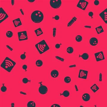 Set Golf ball on tee, Bowling, Wi-Fi wireless internet network and Pencil with Stock Illustration