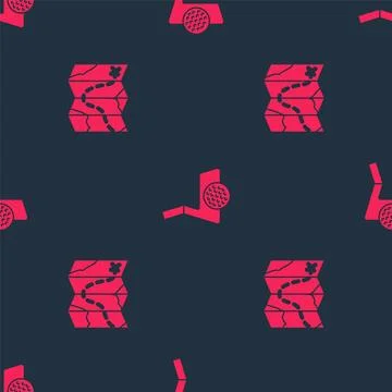 Set Golf course layout and club with ball on seamless pattern. Vector Stock Illustration