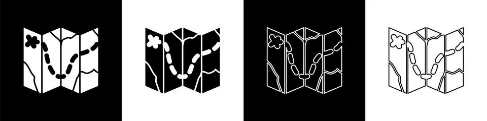 Set Golf course layout icon isolated on black and white background. Vector Stockillustratie