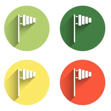 Set Golf flag icon isolated with long shadow background. Golf equipment or .. Stock Illustration