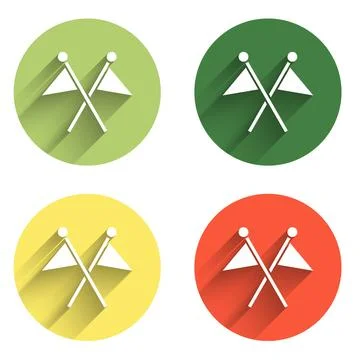 Set Golf flag icon isolated with long shadow background. Golf equipment or .. Stock Illustration