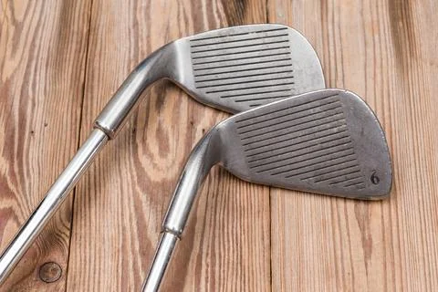 Set of golf irons Foto stock