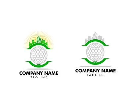 Set of Golf Town Icon Logo Design Element Stock Illustration