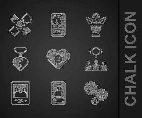 Set Good relationship, Incoming call mobile, Happy friendship day, Project team 스톡 일러스트
