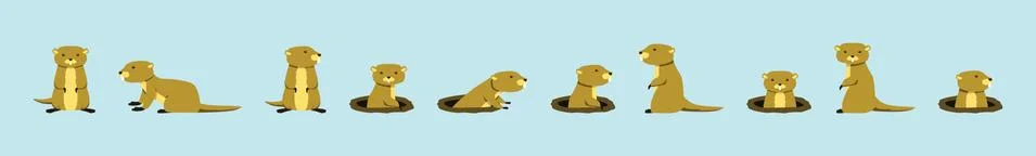 Set of gopher cartoon icon design template with various models. Stock Illustration