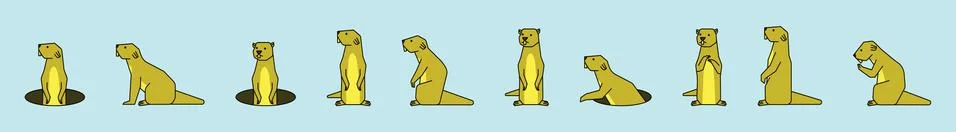 Set of gopher cartoon icon design template with various models. Stock Illustration