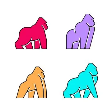 Set of Gorilla, Gorilla Logo Stock Illustration