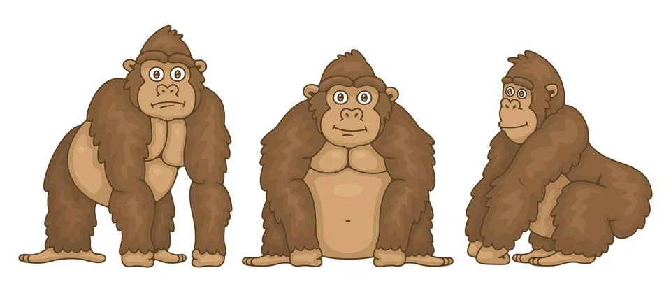Set of Gorillas Stock Illustration