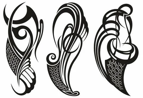 Set of Gothic style tattoo as abstract shape Stock Illustration