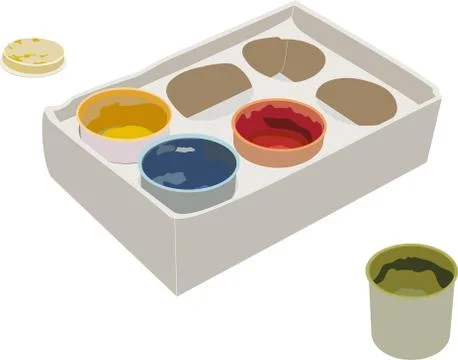 Set of gouache paints in a box Stock Illustration
