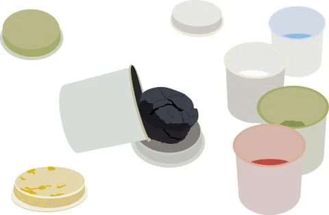 Set of gouache paints in the cans Stock Illustration
