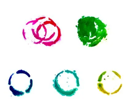 A set of gouache round spots. Stock Illustration