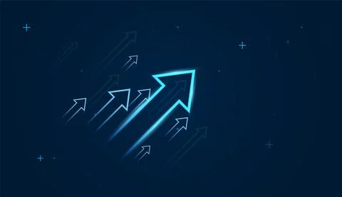 Set of gowing up arrow trend with Multiple smaller arrows rise together, po.. Stock Illustration