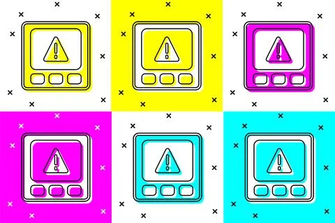 Set Gps device error icon isolated on color background.  Vector Ilustración de archivo
