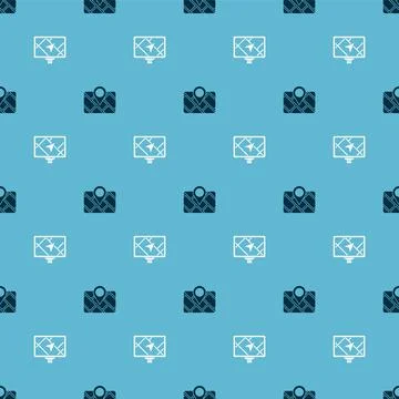 Set Gps device with map and on seamless pattern. Vector Stock Illustration