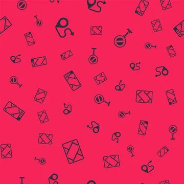 Set Gps device with map, Route location, and Stop sign on seamless pattern Stock Illustration