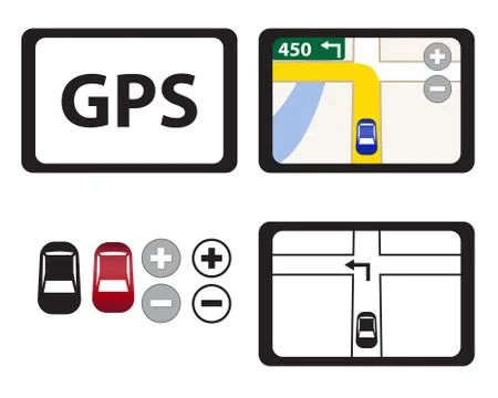 Set of GPS icons isolated object Stock Illustration
