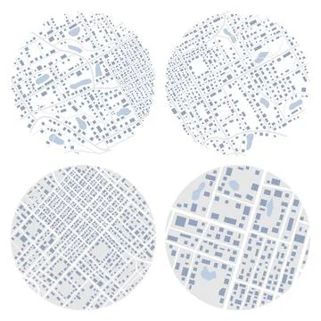 Set of Gps map navigation. View from above road map. Detailed view of city Stock Illustration