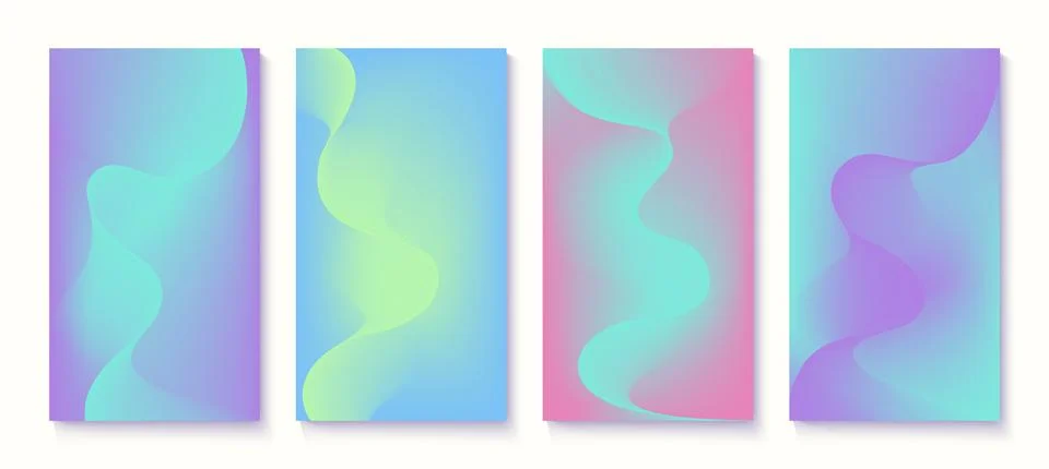 Set of gradient abstract cover templates with wave Stock Illustration