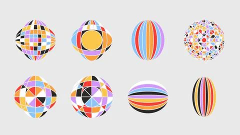 Set of gradient abstract y2k brutalism shapes. Vector abstract geometric. イラスト素材