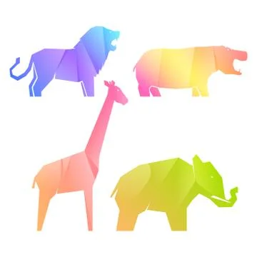 Set of gradient african animals in different poses Stock-Illustration