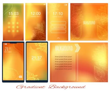 Set of Gradient autumn colors backgrounds for screen, wallpaper of mobile, pr Stock Illustration