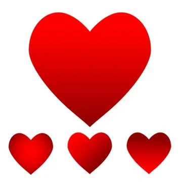 Set of Gradient Big Red Heart Round Valenentine's day Vector Stock Illustration