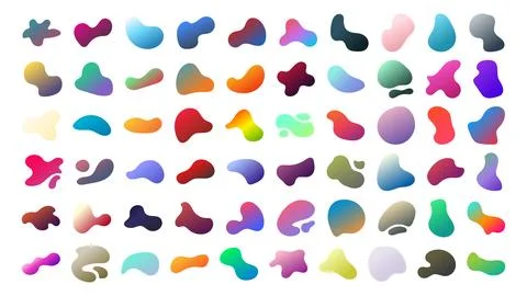 Set of gradient blob liquid elements. Fluid blob gradient elements. Liquid .. Stock Illustration