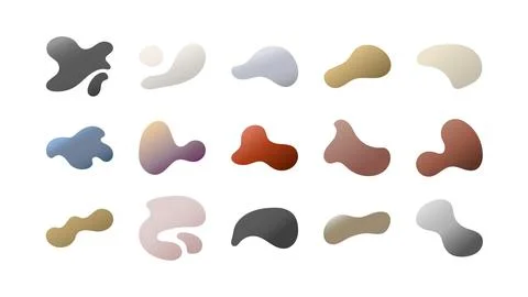 Set of gradient blob liquid elements. Fluid blob gradient elements. Liquid sh Stock Illustration