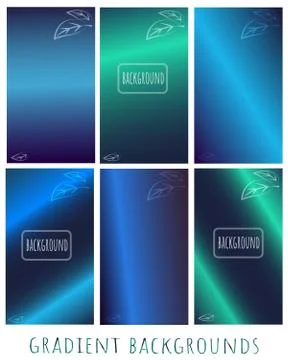 Set of Gradient blue and green energy backgrounds with leaves -  for website, Stock Illustration