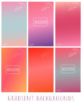 Set of Gradient blue, pink, purple, violet vector backgrounds with leaves -   Stock Illustration